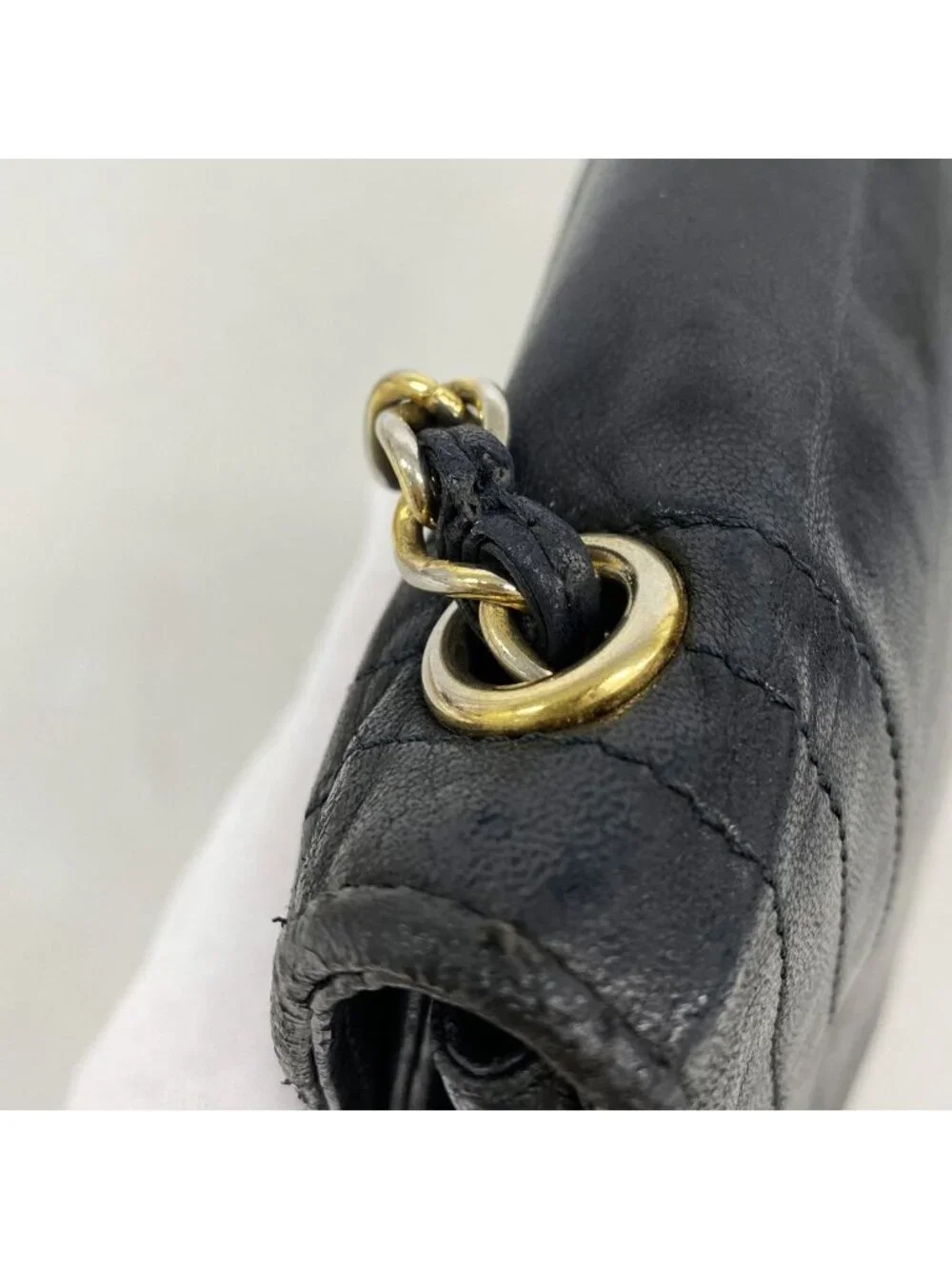 Chanel Shoulder Bag Lambskin Black Gold